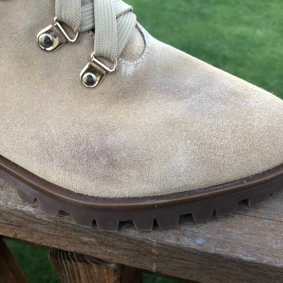 Karl Lagerfeld pearl and gold stud embellished leather lace up boots, size 10 - Picture 8 of 15